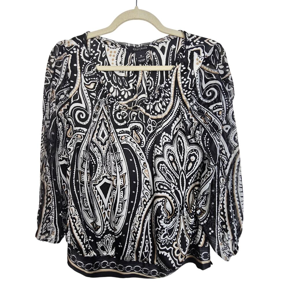 White House Black Market Womens Geometric Top 10 Career Corp Work Office Classic